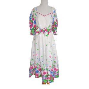 Vintage Antonia Collection 1980s Puff Sleeve Dress Prom Bridesmaid Floral 6